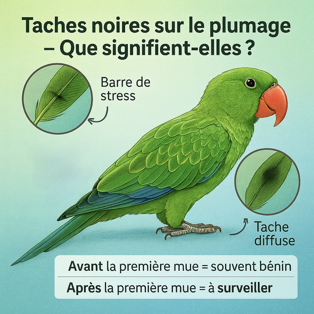 Les taches noires sur le plumage des perroquets